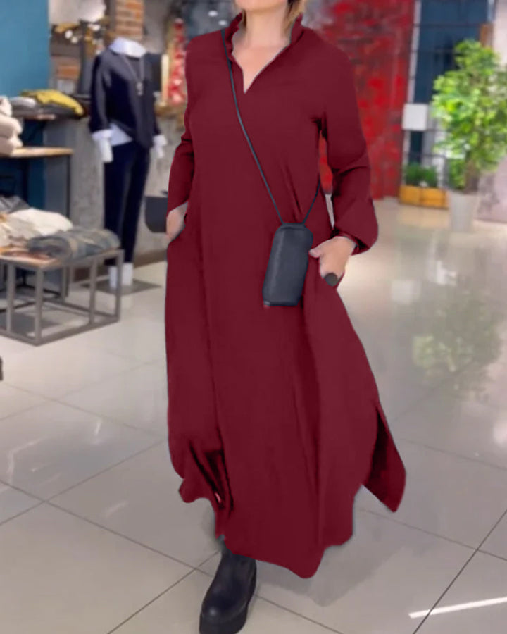 Evia™ | Loose Maxi Dress with Slit