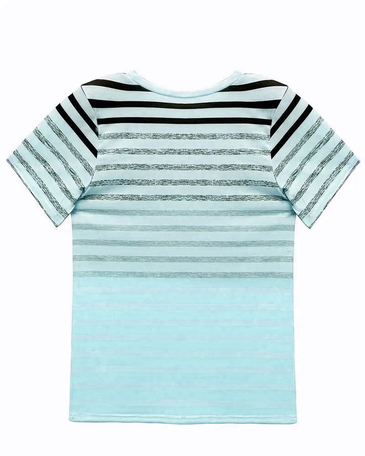 Kellie - Striped Short Sleeve Round Neck T-Shirt