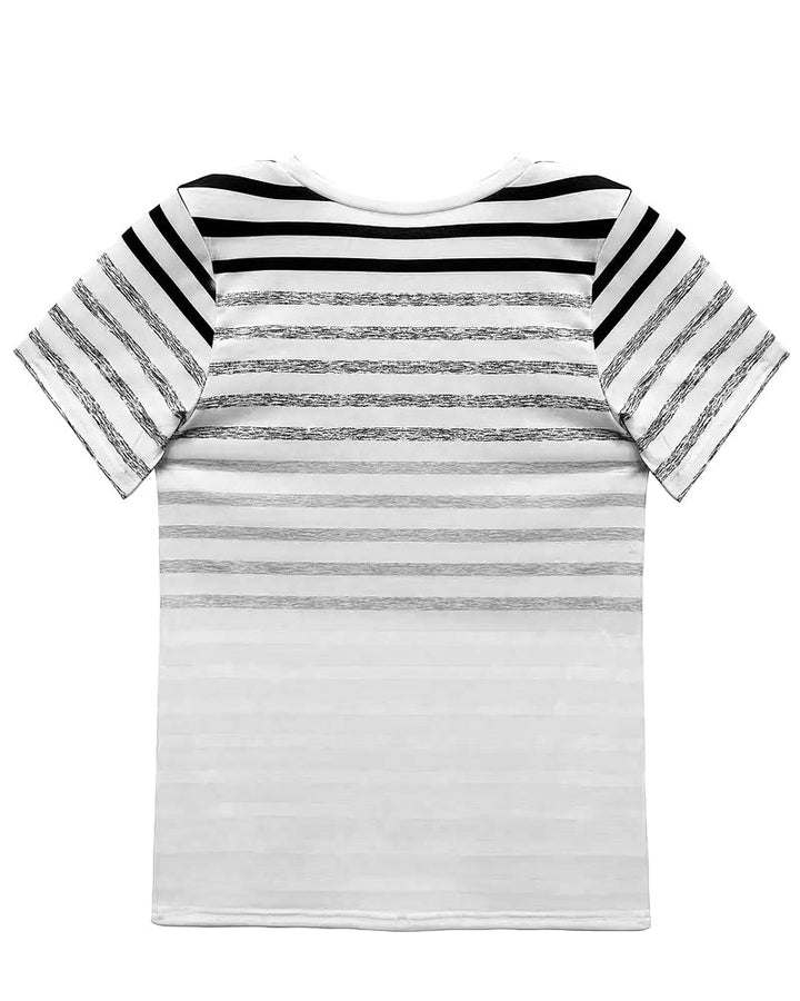 Kellie - Striped Short Sleeve Round Neck T-Shirt