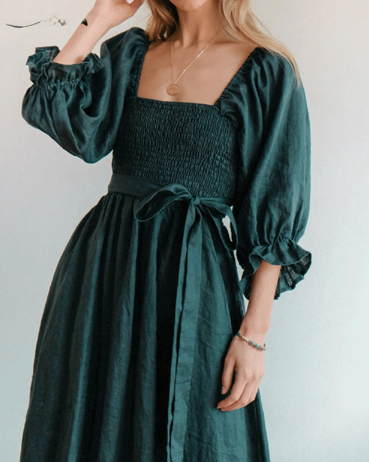 Tana | French Dress with Ruffled Sleeves