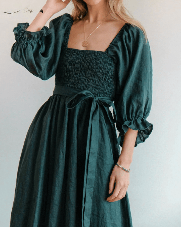 Tana | French Dress with Ruffled Sleeves