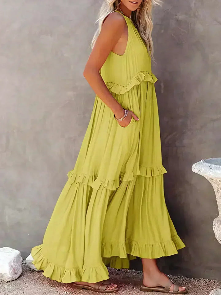 Sarah | Maxi Dress with Ruffles and Halter (Almost Sold Out)