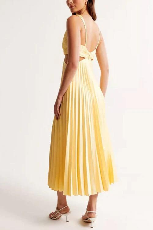 KESLEY™ | PLEATED DRESS WITH DECOLLETAGE