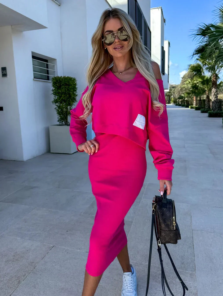Laurine – Casual Ensemble Dress & Sweatshirt