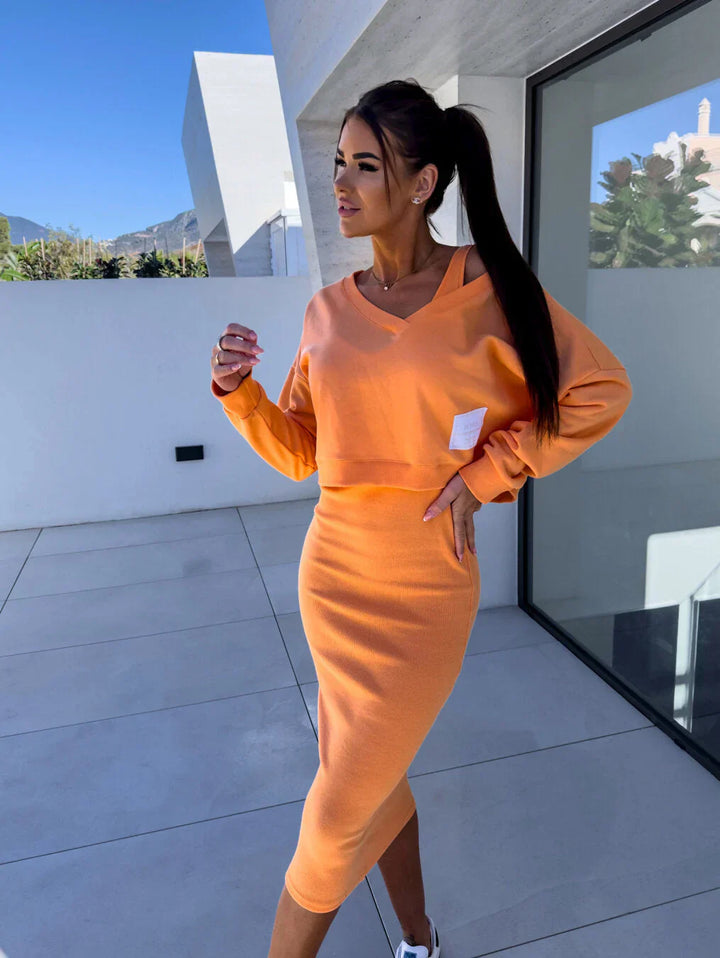 Laurine – Casual Ensemble Dress & Sweatshirt