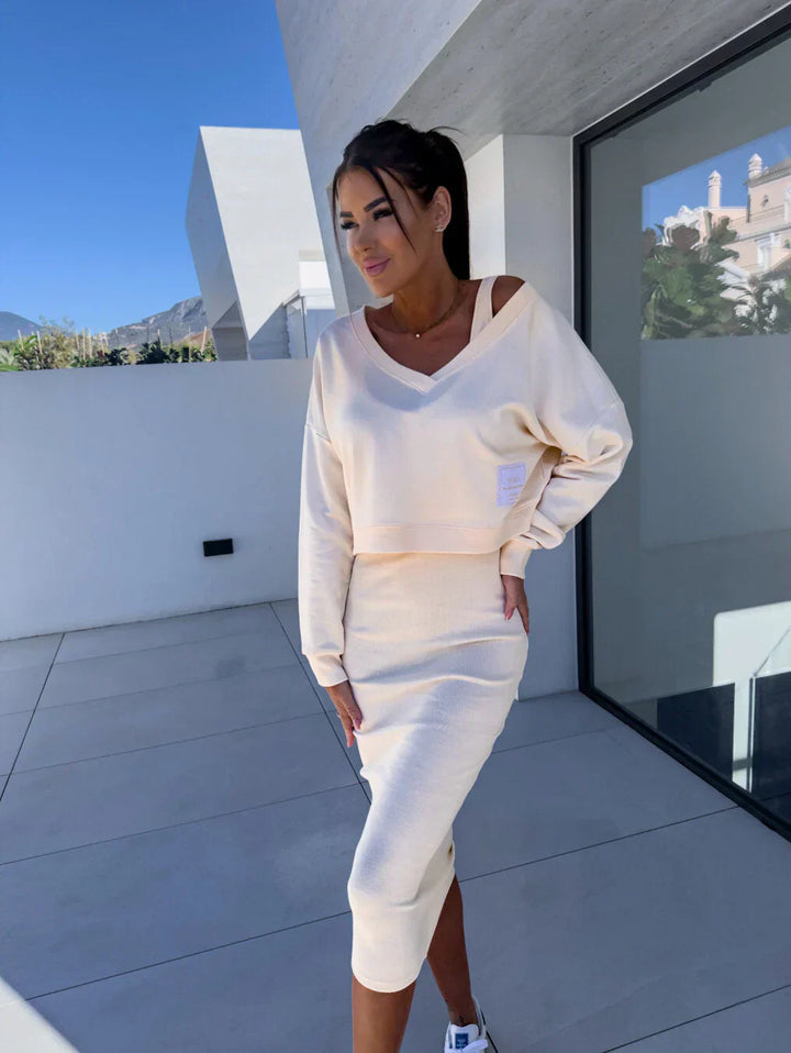 Laurine – Casual Ensemble Dress & Sweatshirt