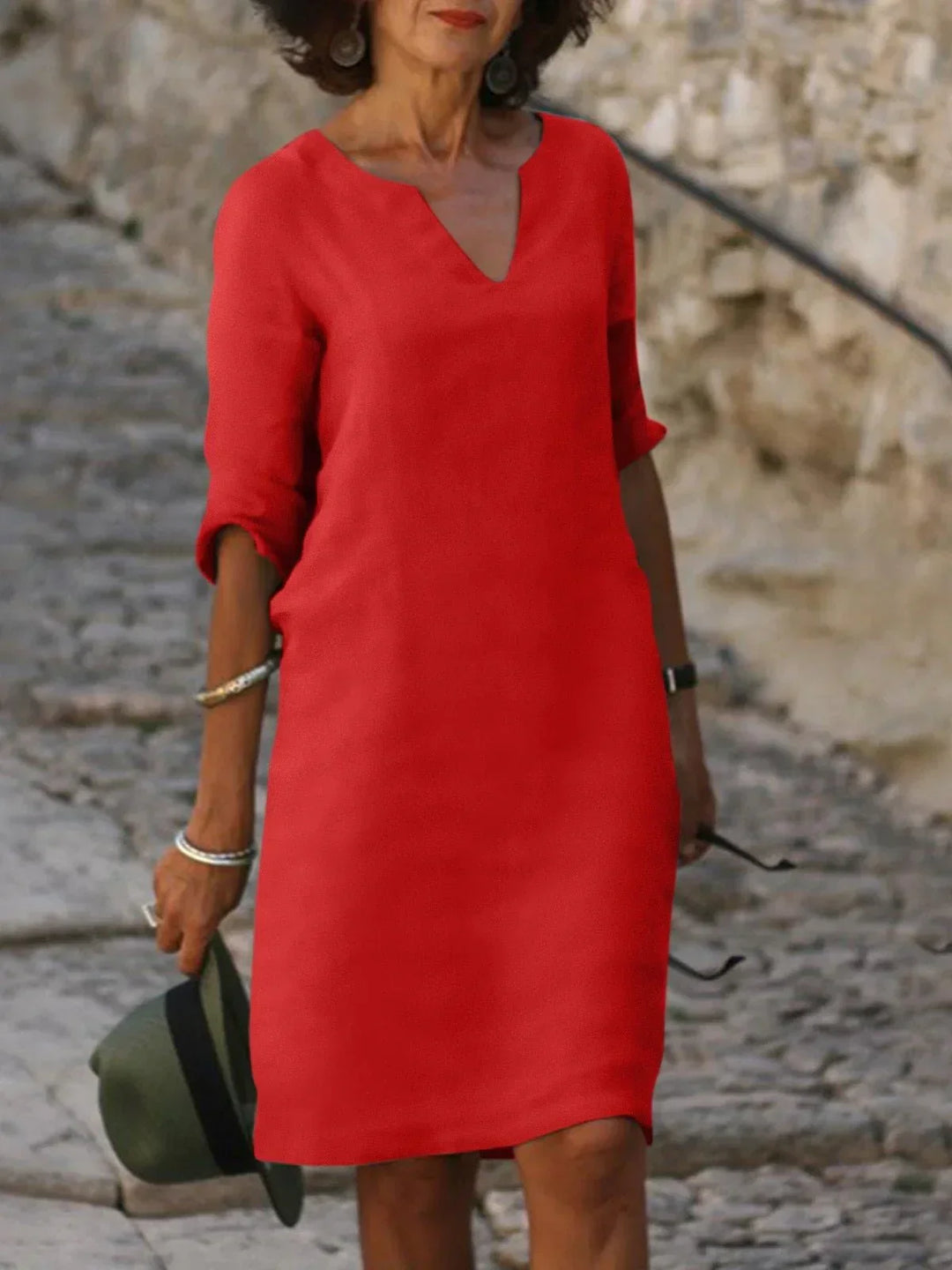Saoirse™ - V-Neck Dress that Hides the Tummy